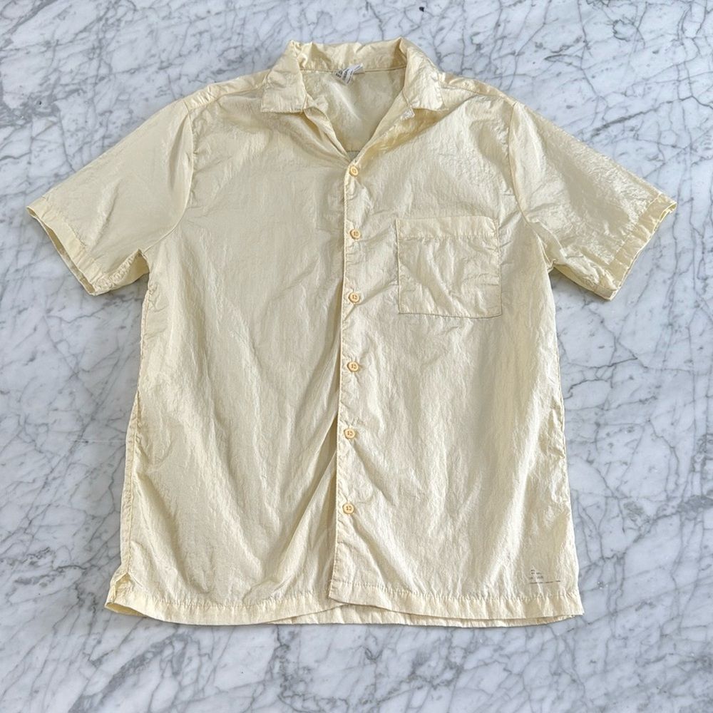 Onia Mens Crinkle Nylon Camp Shirt Chamomile Yellow Sz‎ Small Hybrid
